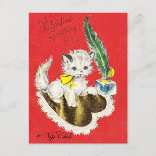 Nipclub Vintage Valentinstag-Postkarte Weiße Katze Feiertagspostkarte