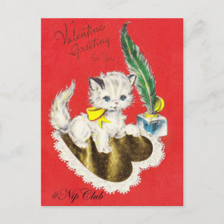 Nipclub Vintage Valentinstag-Postkarte Weiße Katze Feiertagspostkarte