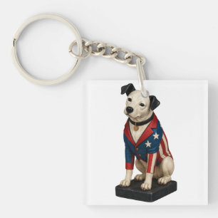 Nipper RCA Victor Dog Art in American Flag Blazer Schlüsselanhänger