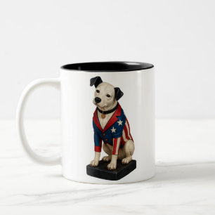 Nipper RCA Victor Dog Art in American Flag Blazer Zweifarbige Tasse