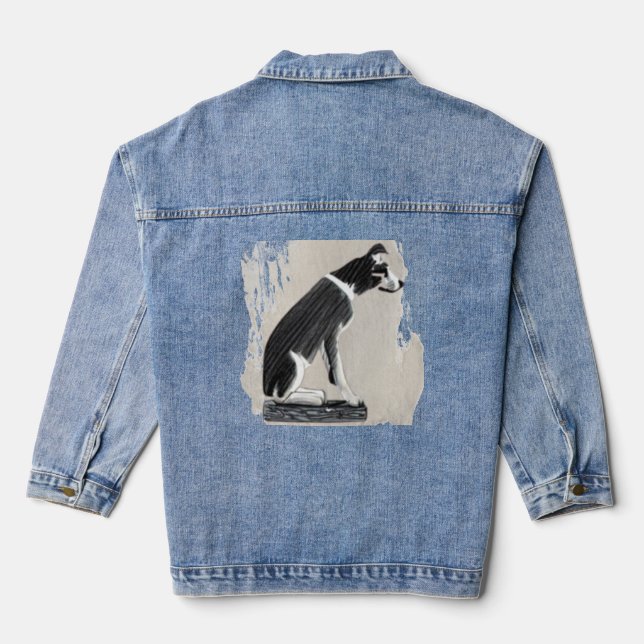 Nipper, The RCA Dog Sketch Art Jeansjacke (Rückseite)