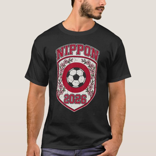 Nippon Japan Soccer 2026 Crest with Cherry Blossom T-Shirt (Vorderseite)