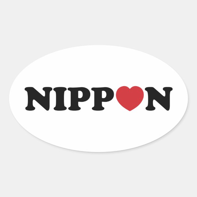 Nippon Liebe Heart Ovaler Aufkleber (Vorderseite)