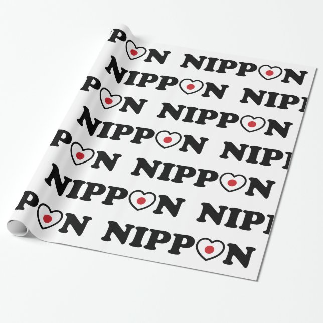 Nippon Liebe Herzenflagge Geschenkpapier (Ungerollt)
