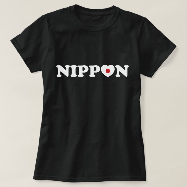 Nippon Liebe Herzenflagge T - Shirt (Design vorne)