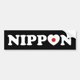 Nippon Love Heart Flag Bumper Sticker Autoaufkleber
