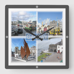 NIR004 GALWAY, Irland, Quadratische Wanduhr