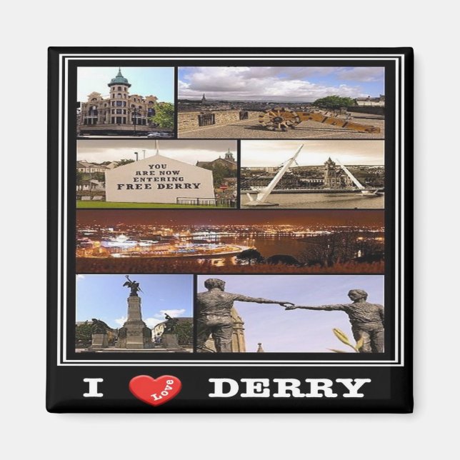 NIR015 DERRY "I LIEBE", Nordirland, Kühlschrank Magnet (Vorne)