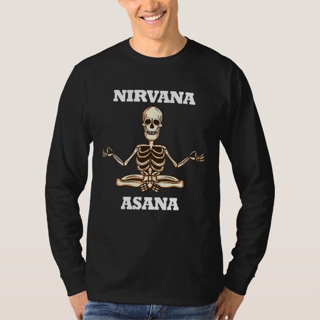 Nirvana Asana Skeleton Meditation Energie T-Shirt (Vorderseite)