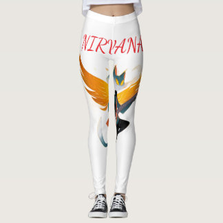 Nirvana Cat with Guitar & Wings – Women’s White Le Leggings