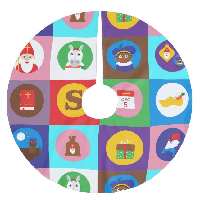 Nischen Zwarte Piet Polyester Weihnachtsbaumdecke (Vorderseite)