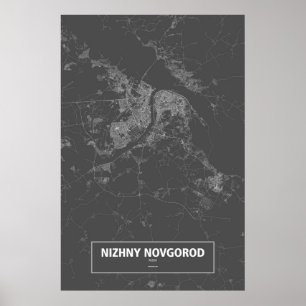 Nischny Novgorod, Russland (weiß auf schwarz) Poster