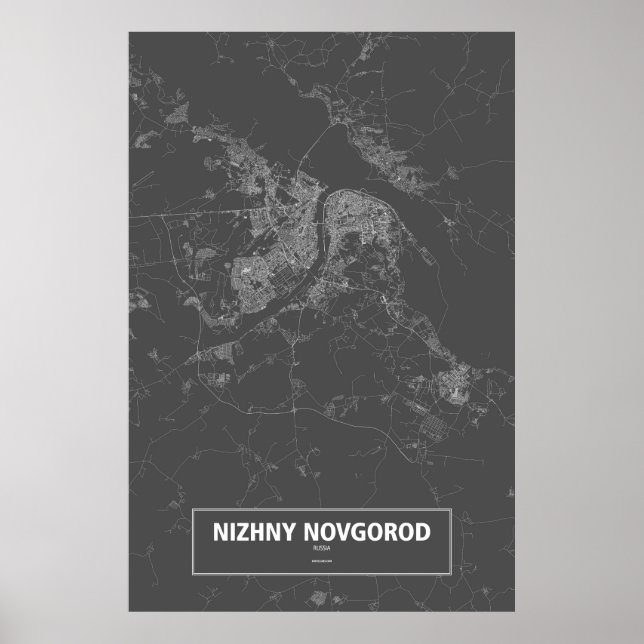 Nischny Novgorod, Russland (weiß auf schwarz) Poster (Vorne)