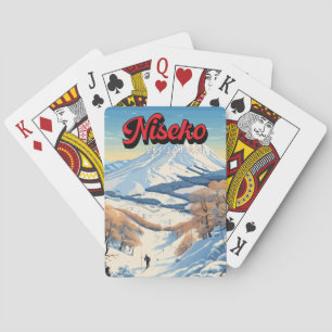 Niseko Hokkaido Japan Winter Reise Kunst Vintage Spielkarten