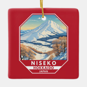 Niseko Hokkaido Japan Winter Travel Art Vintag Keramikornament