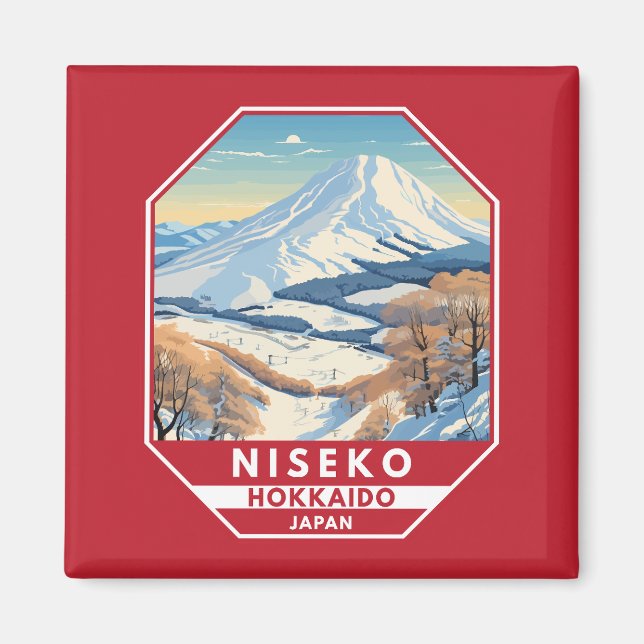 Niseko Hokkaido Japan Winter Travel Art Vintag Magnet (Vorne)