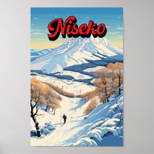 Niseko Hokkaido Japan Winter Travel Art Vintag Poster