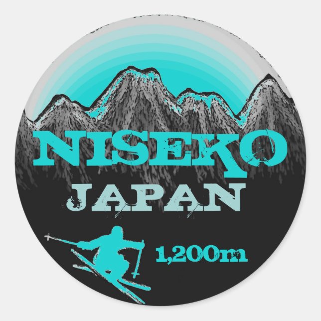 Niseko Japan Aufkleber für aquamarine Skitouren (Vorderseite)