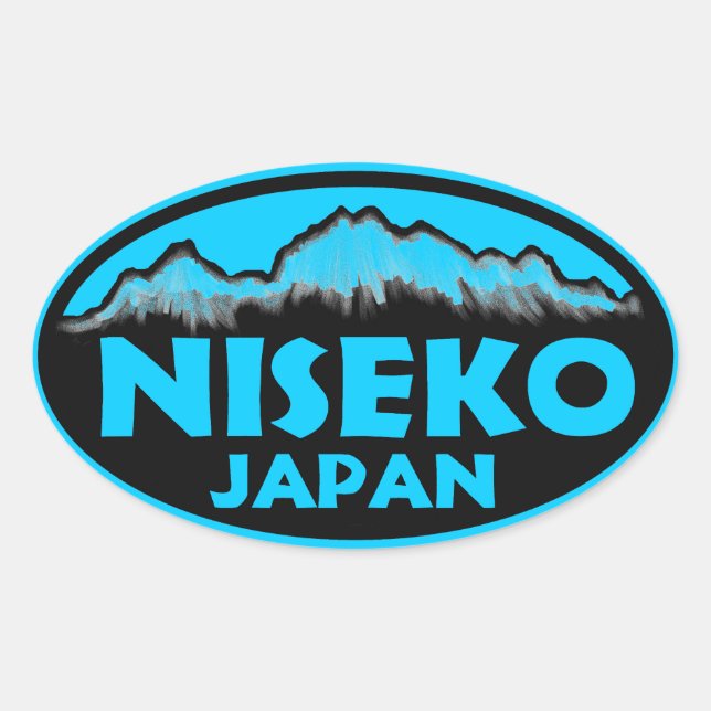Niseko Japan Blue Oval Aufkleber (Vorderseite)