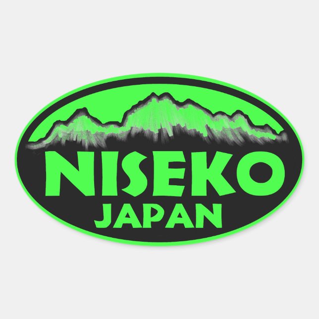 Niseko Japan grüne ovale Aufkleber (Vorderseite)