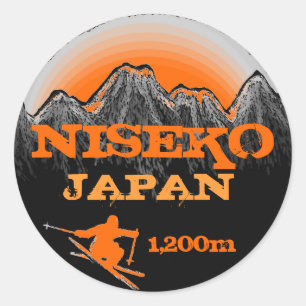 Niseko Japan Orangen-Aufkleber für Skitouren Runder Aufkleber