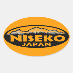 Niseko Japan Orangenaufkleber Ovaler Aufkleber