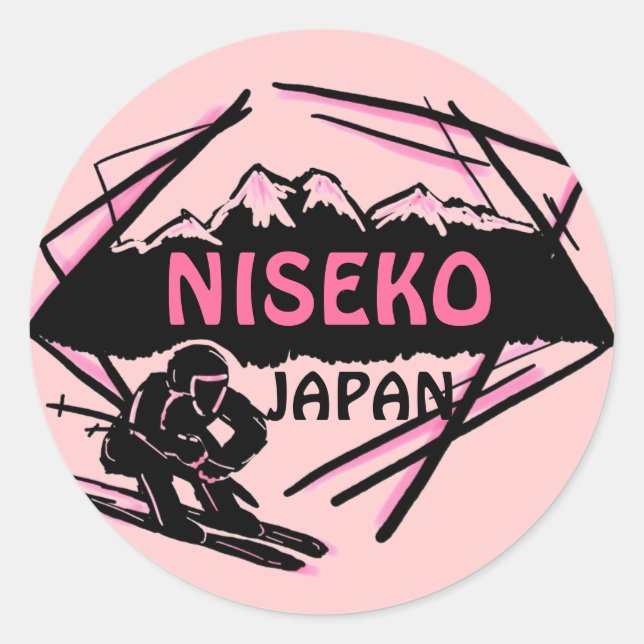 Niseko Japan Rosa Logo-Art Aufkleber (Vorderseite)