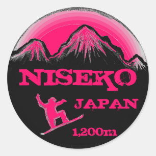Niseko Japan rosa Snowboard Art Souvenir Aufkleber