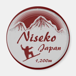 Niseko Japan roter Snowboard Kunst Andenken Magnet