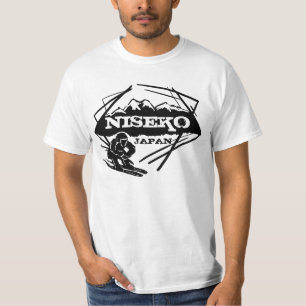 Niseko Japan Schwarz-weißes Wertt-stück der T-Shirt