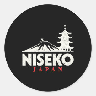 Niseko Japan Ski Resort Retro Skifahren Snowboarde Runder Aufkleber