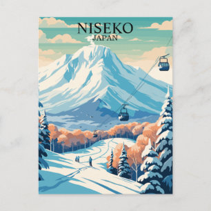 Niseko, Japan: Skireise Vintage Postkarte