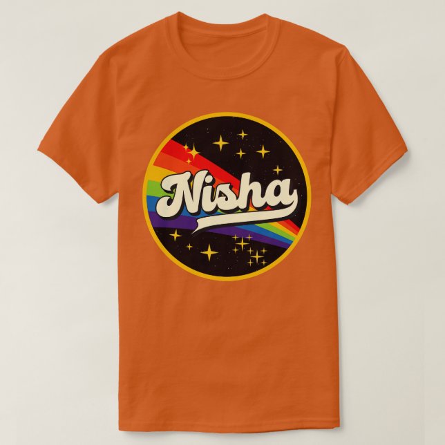 Nisha Rainbow in Space Vintag Style T-Shirt (Design vorne)