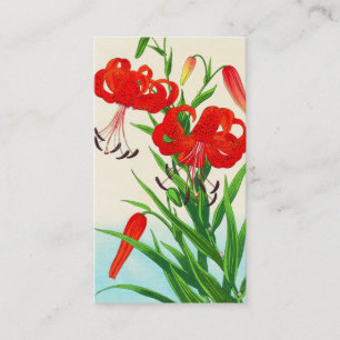 Nishimura Hodo Tigerlilien shin hanga Blumen Visitenkarte