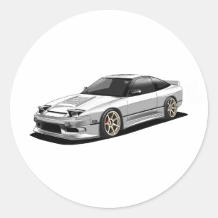 Nissan 240sx handgezeichnete Kunstwerke Runder Aufkleber