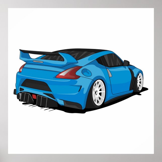 Nissan 370z blau mit weißen Felgen Poster (Vorne)
