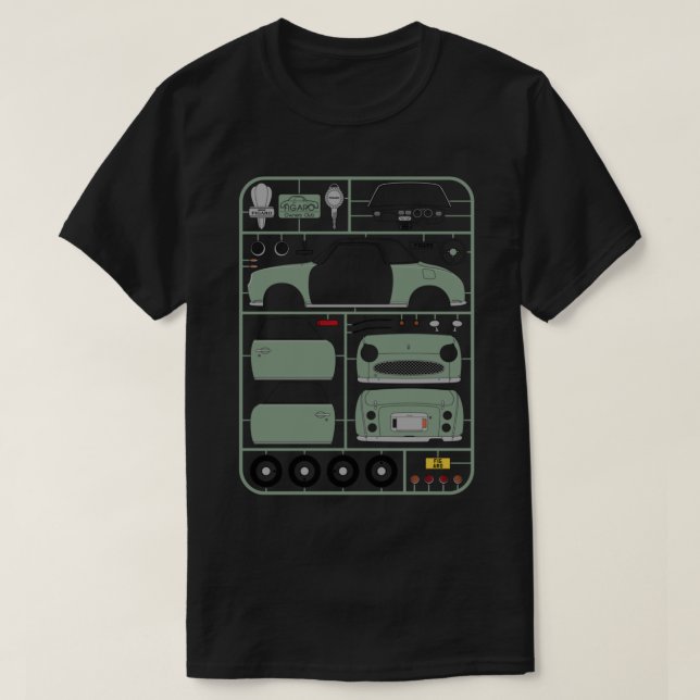 Nissan Figaro in Emerald Green Plastic Model Kit - T-Shirt (Design vorne)