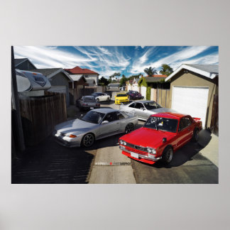 Nissan GT-R35, R34, R33, R32 & Hakosuka HERITAGE Poster