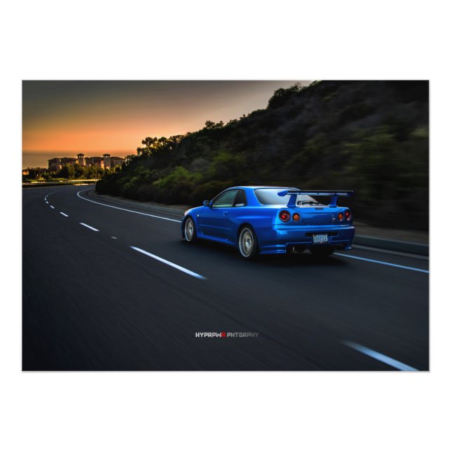 Nissan R34 GT-R Skyline Spec Nur in California Fotodruck (Vorne)