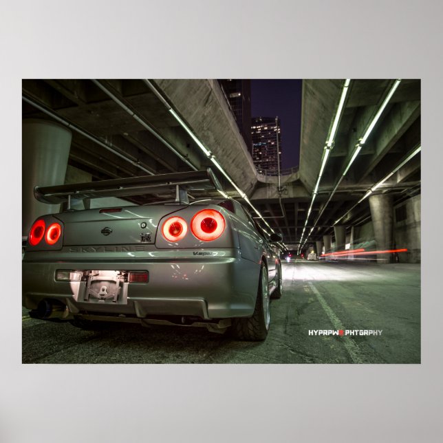 Nissan Skyline GT-R34 in Downtown Los Angeles Poster (Vorne)