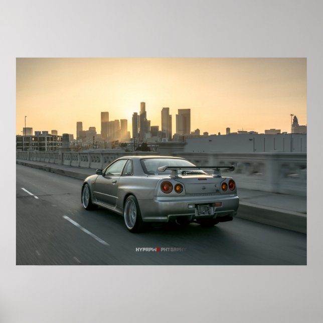 Nissan Skyline GT-R34 in Downtown Los Angeles Poster (Vorne)