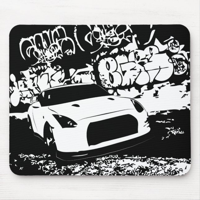 Nissan Skyline GTR mit Graffiti-Hintergrund Mousepad (Vorne)