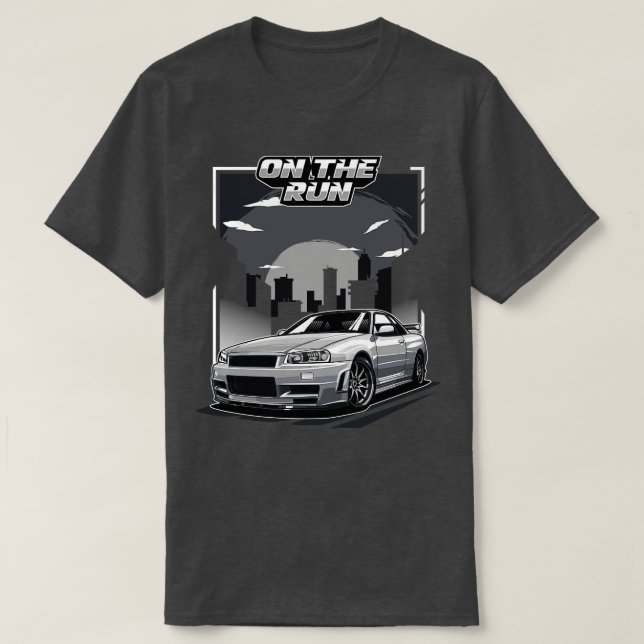 Nissan Skyline GTR R34 auf dem Laufenden T-Shirt (Design vorne)