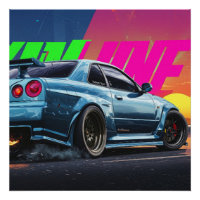 Nissan Skyline GTR R34 Poster - Bayside Blue
