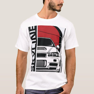 Nissan Skyline R34 GTR Frontsilhouette & Japanisch T-Shirt