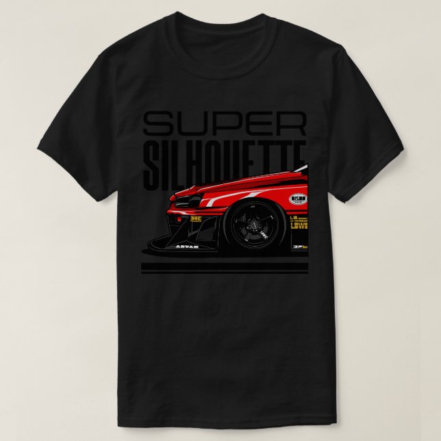 Nissan Skyline R 34 Super Silhouette T-Shirt (Design vorne)