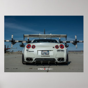 Nissans GT-r R35 LibertyWalk Widebody mit Flugzeug Poster