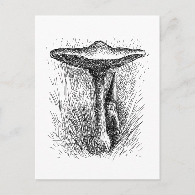 Nisse Elf Behind a Toadstool Postkarte (Vorderseite)