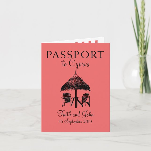 Nissi Beach Cyprus Passport | Hochzeit Einladung (Vorderseite)