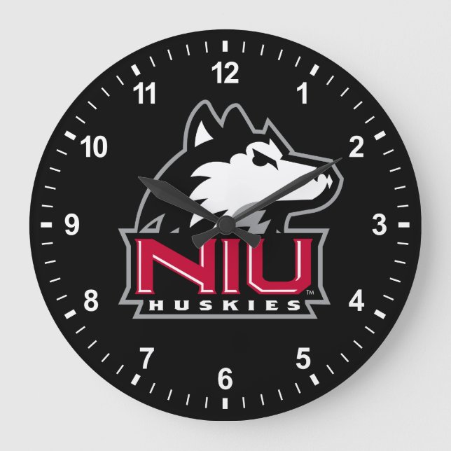 NIU Huskies Große Wanduhr (Vorderseite)